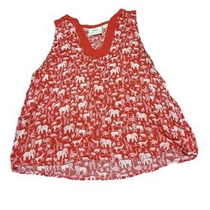 Maeve Anthropologie Red Safari Animal Print Sleeveless Tank Shirt Women 6
